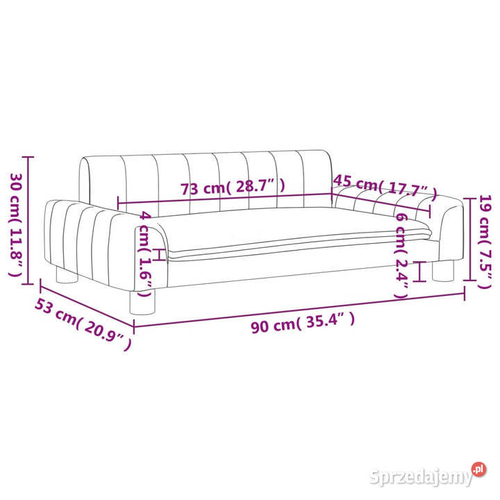 Sofa dzieci brązowa 90x53x30 obita tkaniną Warszawa