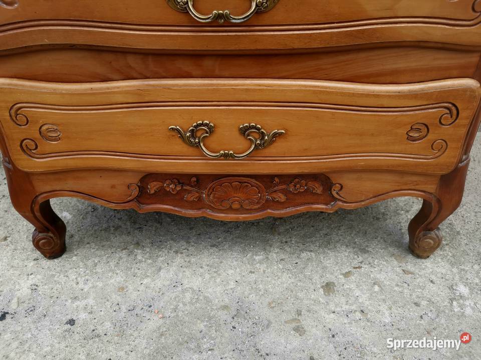 Wysoka dębowa stylizowana komoda szyfoniera Antyki, Sztuka, Kolekcje Wałbrzych