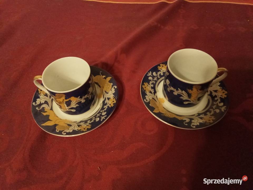 2 filiżanki eleganckie espresso z amorkami