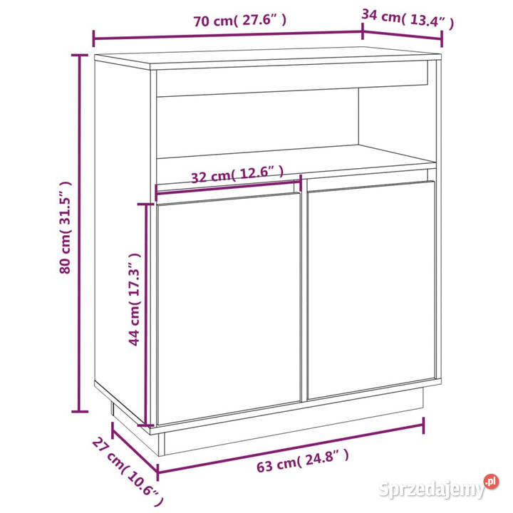 Szafka 70x34x80 lite drewno sosnowe WM814384 mazowieckie Warszawa