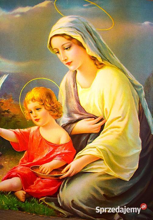 Maryja z Dzieciątkiem dawny oleodruk z końca XIX Chełmno