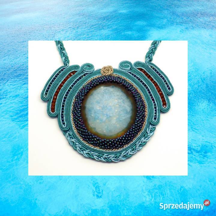 NASZYJNIK ZIELONO MIĘTOWY Z AGATEM SUTASZ mazowieckie Warszawa