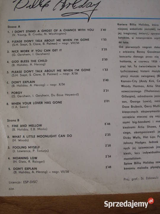 Plyta winylowa Jazz MUZA BILLIE HOLIDAYDONT jazz Płyty i kasety Wołów