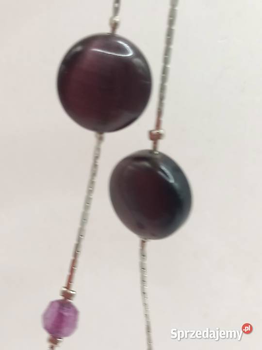 Naszyjnik korale w kolorach fioletowo wrzosowym lubelskie