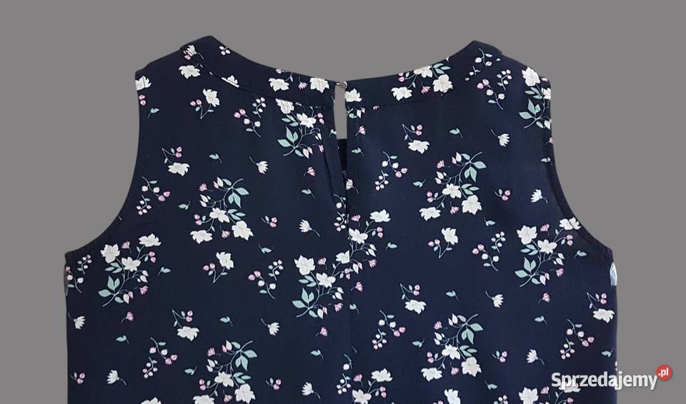 Damska bluzka granatowa w kwiaty na ramiączkach Chrzanów