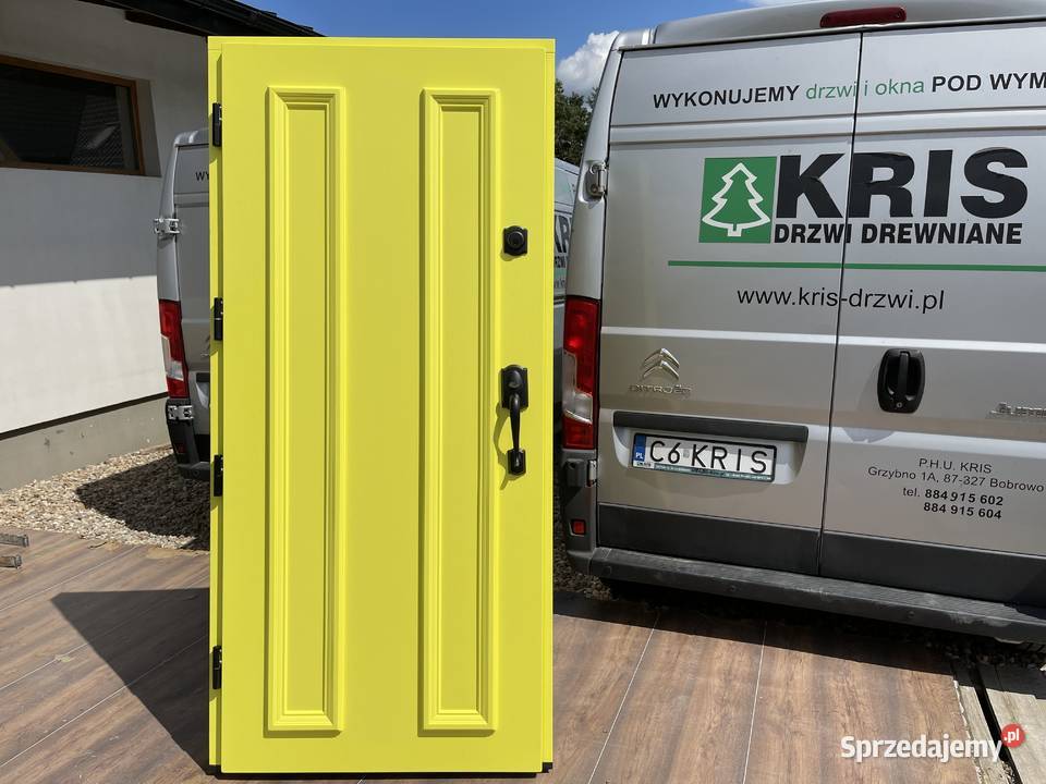 Drzwi drewniane zewnętrzne KLAMKA SCHLAGE CAŁA