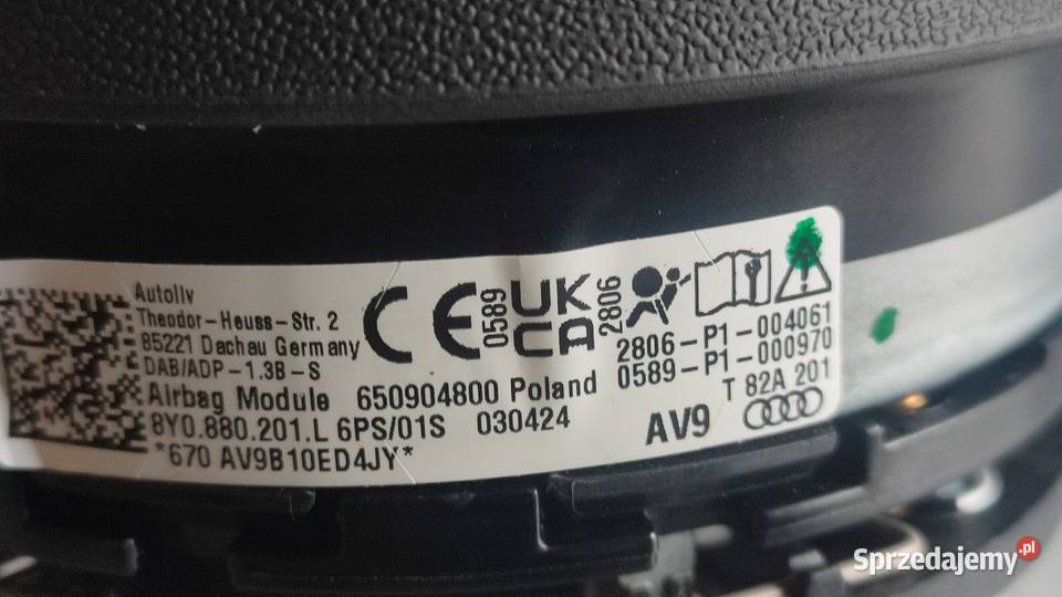 PODUSZKA AIRBAG KIEROWCY AUDI A3 RS3 8Y0880201L Włoszczowa sprzedam