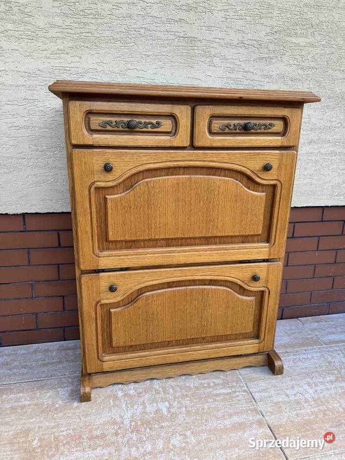 Szafka na buty dębowa wąska stylowa komoda Sulbiny