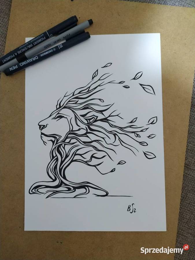 Rysunek drzewolew cienkopis blok tech A4 250 gm2 Warszawa
