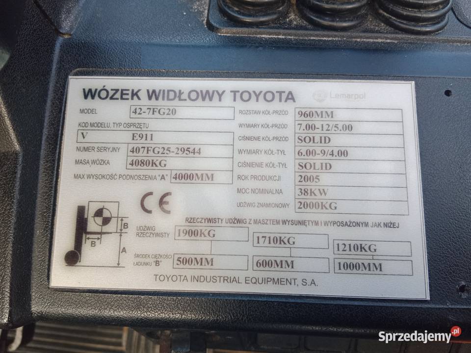 Wózek widłowy Toyota 427FG20 gaz Kielce