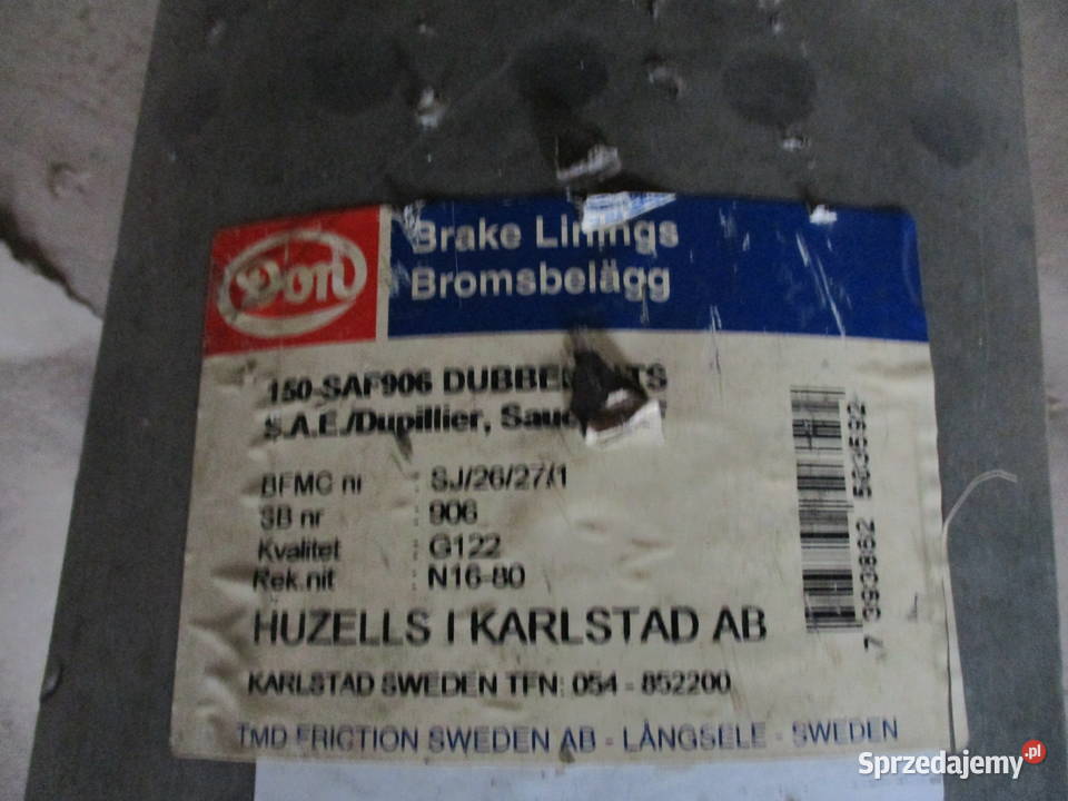 Okładziny szczęk hamulcowych SJ26271 SAF Naczepa szczęki Mogilno