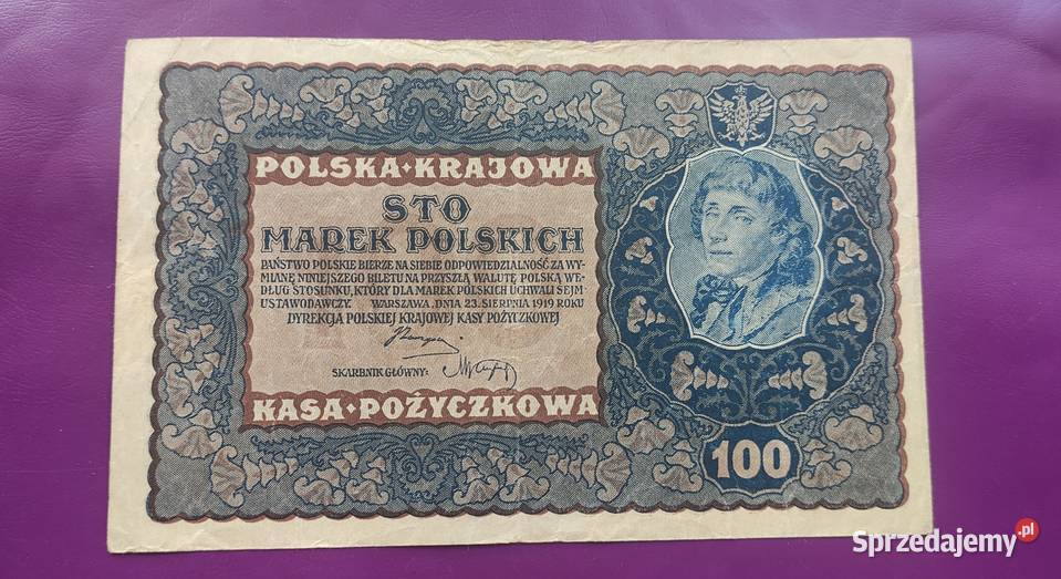 Banknot 100 MAREK POLSKICH 1919 ID Serja C Ładny mazowieckie Pruszków