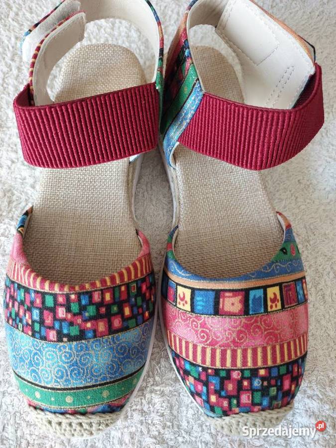 Piękne kolorowe espadryle rozmiar 3637 tkanina Wrocław
