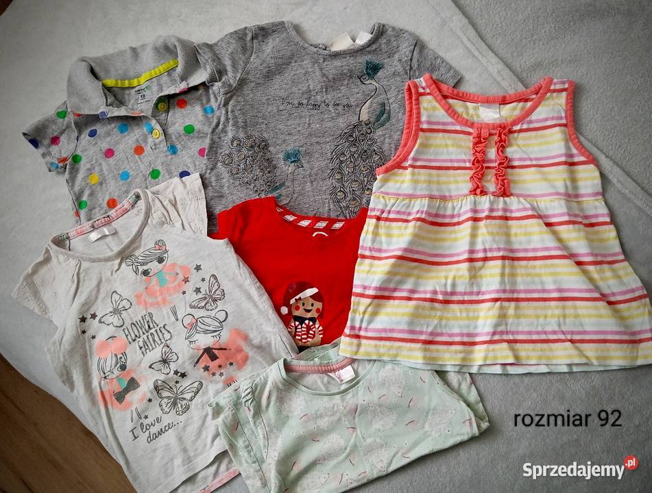 Koszulki letnie dziewczęce rozmiar 92 kolorowy Nysa sprzedam