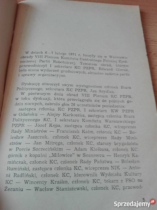 VIII Plenum KC PZPR 67 lutego 1971 przemówienie politologia, stos. międzynarodowe Gdańsk