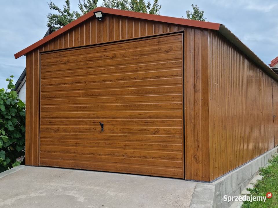 Garaż Blaszany Orzech z zadaszeniem bocznym 50m2 Kępno