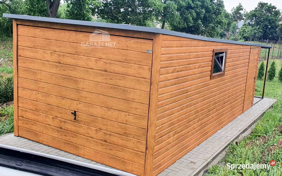 GARAŻ BLASZANY 3mx6m SPAD TYŁ BRAMA UCHYLNA