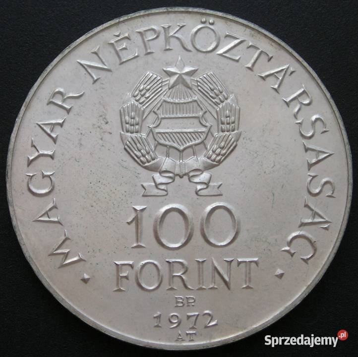 WĘGRY 100 FORINT 1972 BUDAPESZT SREBRO STAN Łódź