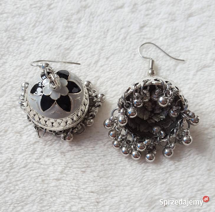 Nowe kolczyki indyjskie dzwonki srebrny kolor Szczecin sprzedam
