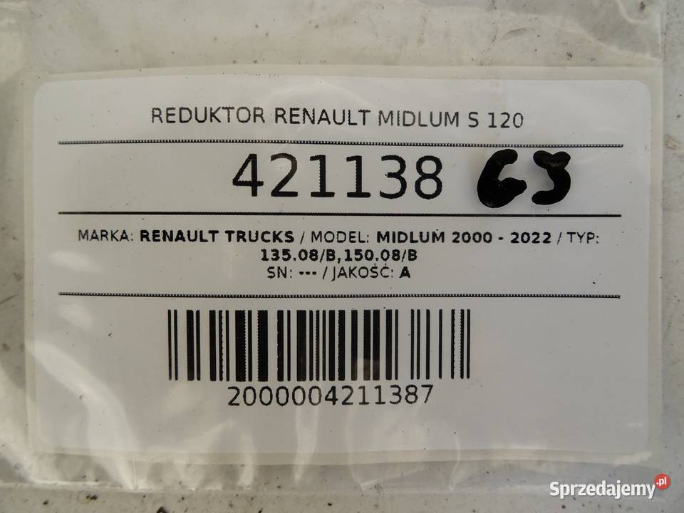 REDUKTOR RENAULT MIDLUM S 120 RENAULT TRUCKS podkarpackie