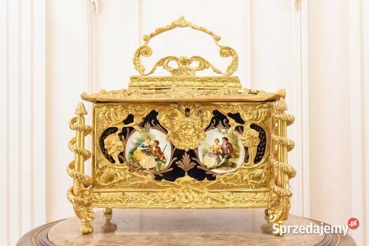 Królewska Szkatuła z Brązu Złoconego Porcelana Kraków