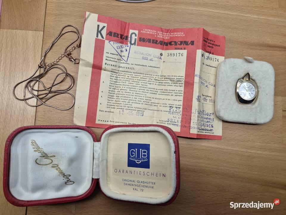 Rzadki unikalny zegarek naszyjnik Glashutte Chorzów