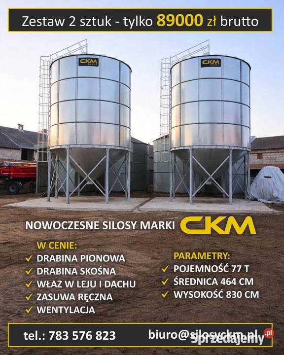 2 silosy ponad 150 ton NOWE POLSKIE dobra Gniezno