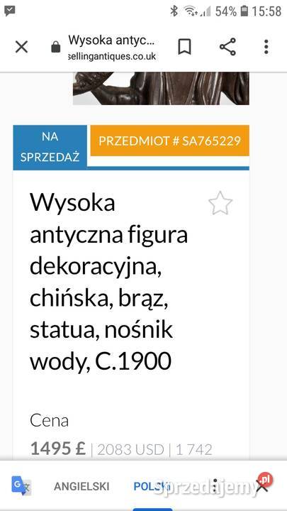 Antyczna figura z brązu Dynastia Qing 1900 r Janów Lubelski