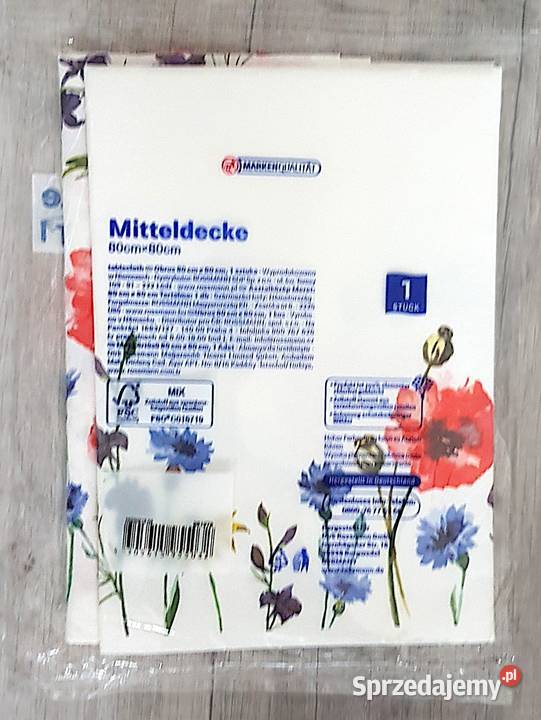 Serwetka w czerwone maki na białym tle 80x80 biały Pozostałe Chrzanów