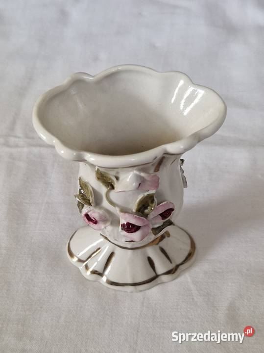 Płaski owalny porcelanowy wazonik Warszawa