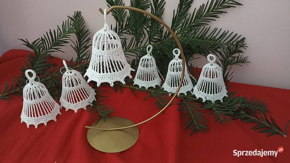 Ozdoby choinkowe na szydełku aniołki dzwonki śląskie Jaworzno