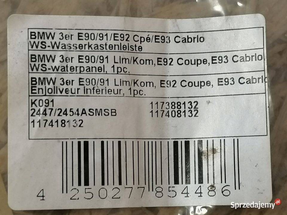 BMW 3 E90 E91 E92 E93 LISTWA DOLNA SZYBY osobowe