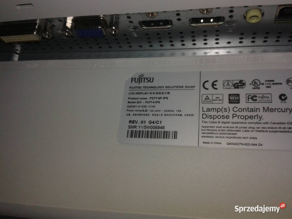 Monitor Fujitsu 27 hdmi 2k dp dvi usb gamingowy HDMI  Szczecin sprzedam