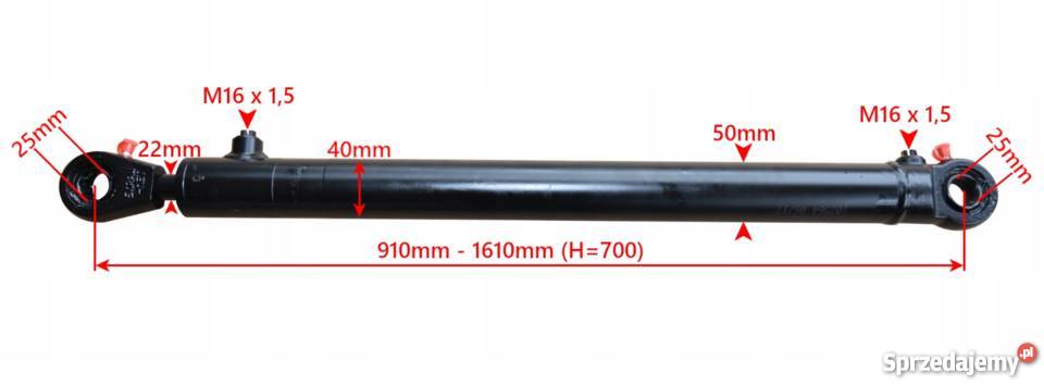 Siłownik Hydrauliczny 40x22 Skok 700 Mocowania Solec Kujawski