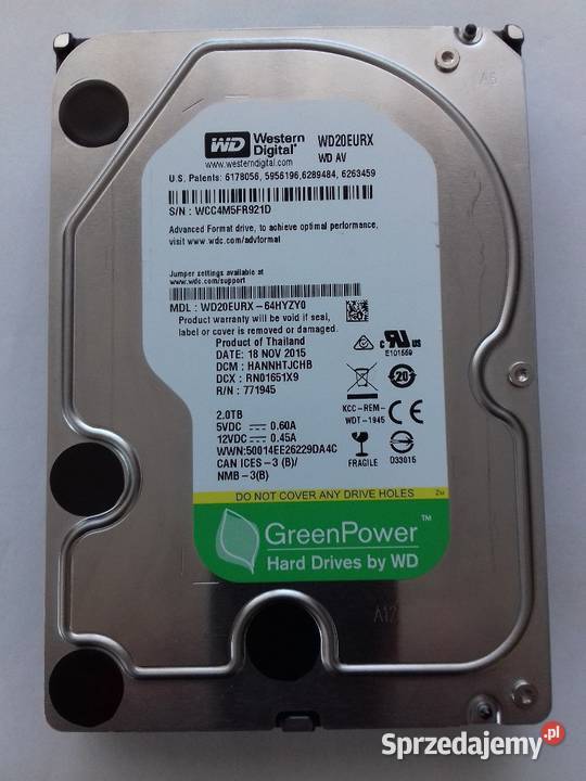 Dysk 2TB WD20EURX SATA III do monitoringu sprzedam