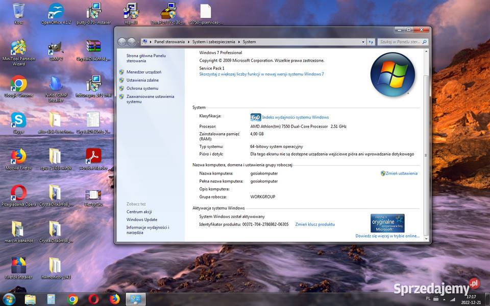 Stary komputer stacjonarny 4GB RAM dysk 320GB 2 Gliwice