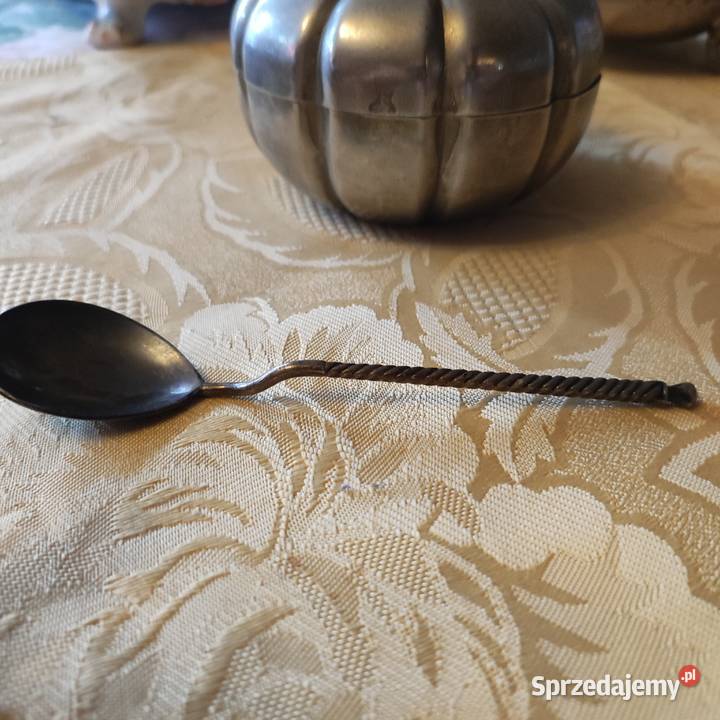 Stara łyżeczka metalowa ręcznie wykonana antyk Wrocław