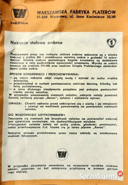 Srebrne sztućce Hefra model Aleksandra Opole