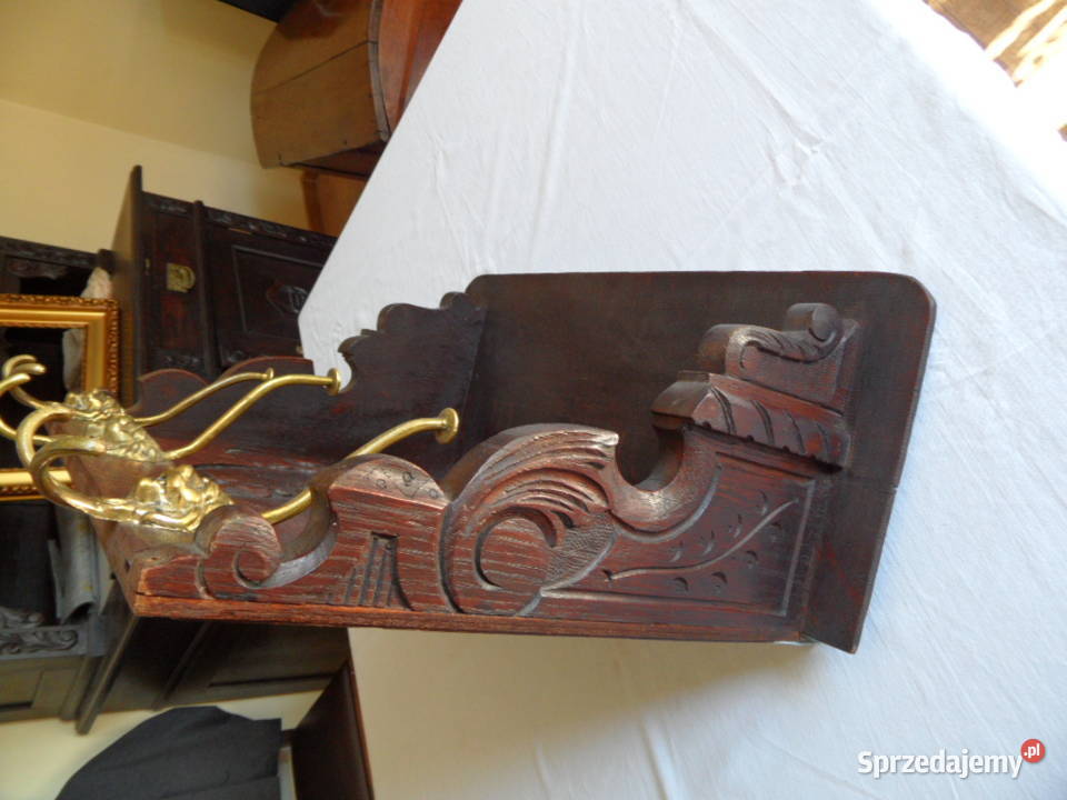 Zabytkowy dębowy wieszak ubraniowy lubelskie Lubartów