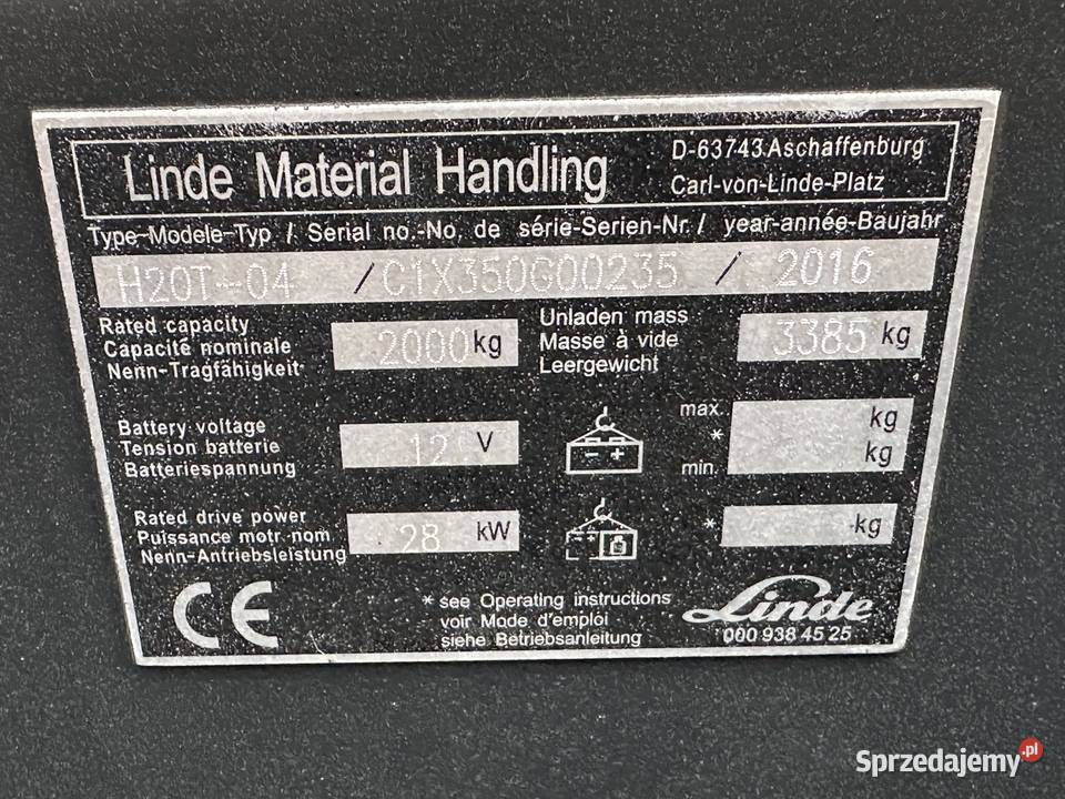 Wózek Widłowy Linde H20T04 Lpg Triplex 6m Wolny Sandomierz