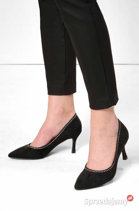 Buty na obcasie z imitacji zamszu diamenciki Warszawa