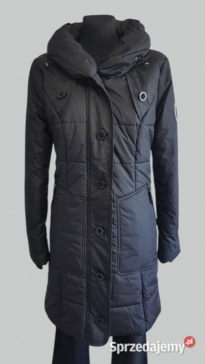 Damska kurtka zimowa puchowa pikowana czarna Kurtki i płaszcze Chrzanów