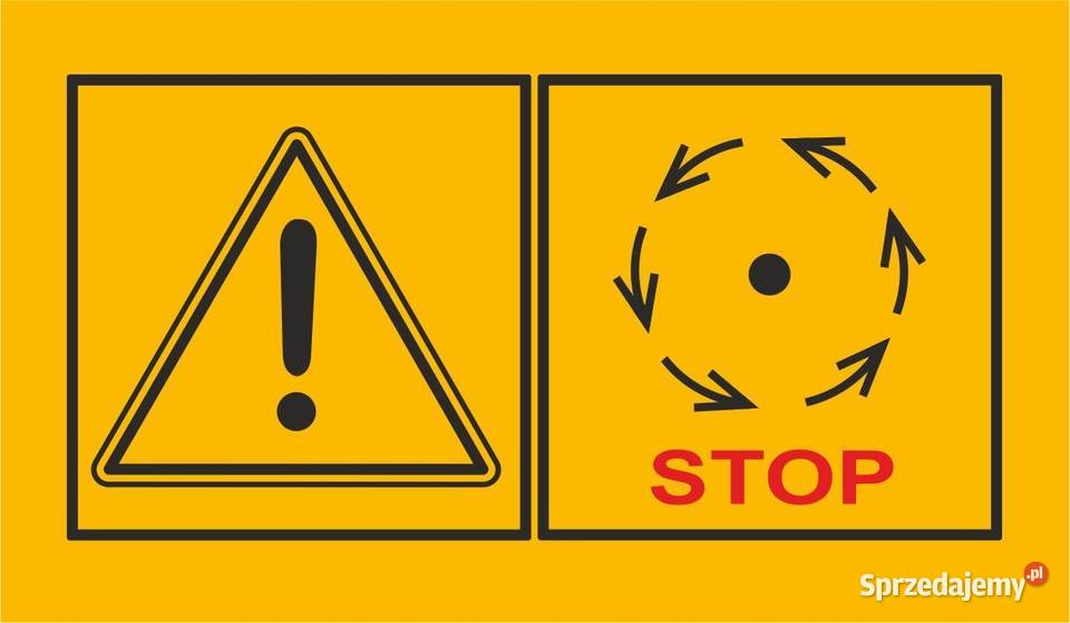 Nalepka ostrzegawcza BHP uwaga rotor maszyny 9x5 Kamionna