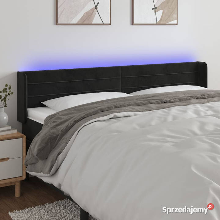Zagłówek do łóżka z LED czarny 203x16x7888