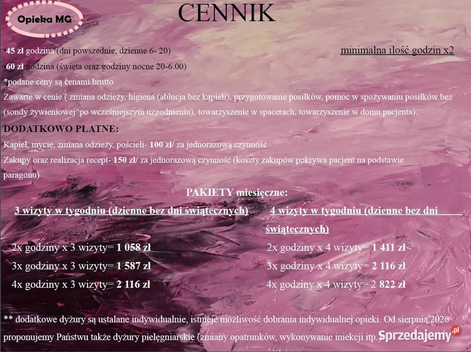 Opieka osobami starszymi niepełnosprawnymi Domiarki