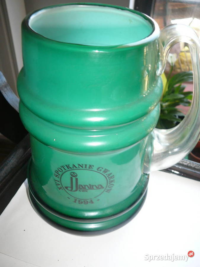 Kufel zielony PRL Kopalnia Janina Ceramika i szkło dolnośląskie Wrocław