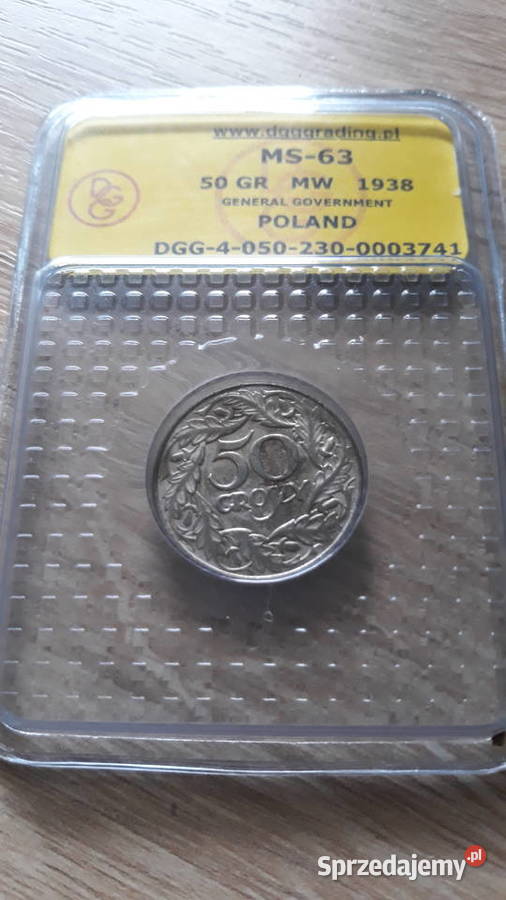 50 groszy 1938 r NiGeneralna Gubernia MS63 wielkopolskie Konin