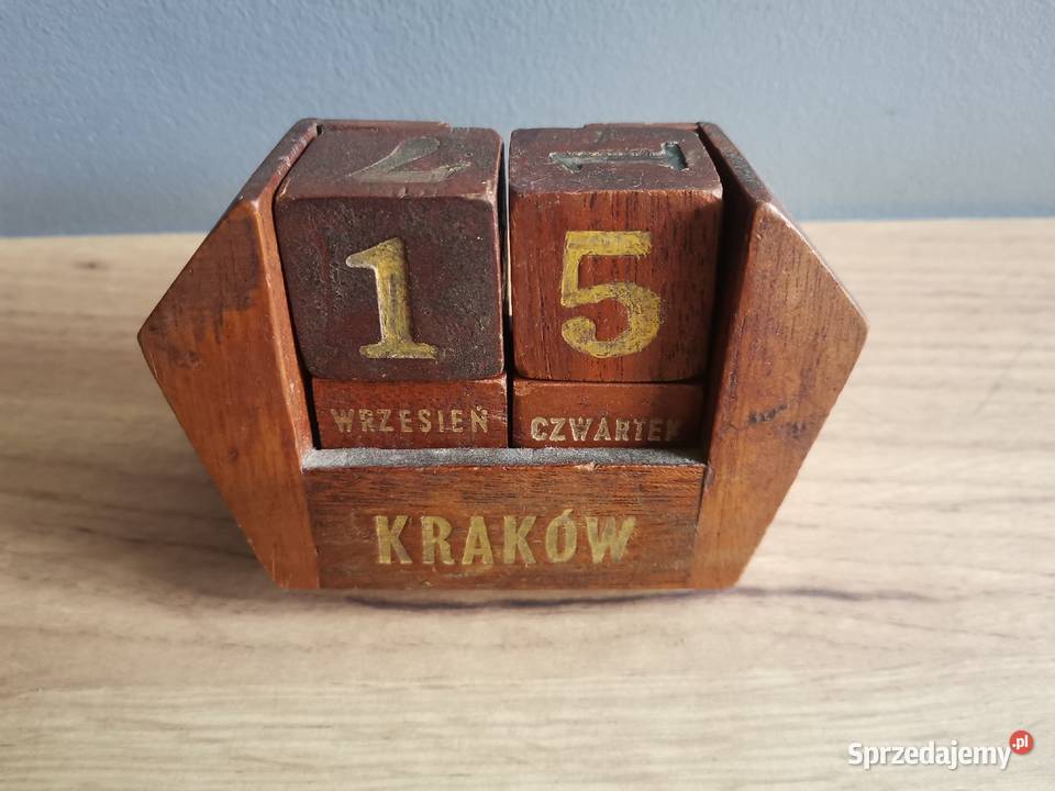 Stary unikatowy drewniany wieczny kalendarz śląskie Katowice