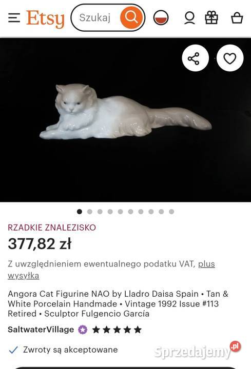 Figurka Lladró NAO ANGORA KOT 113 PORCELANA