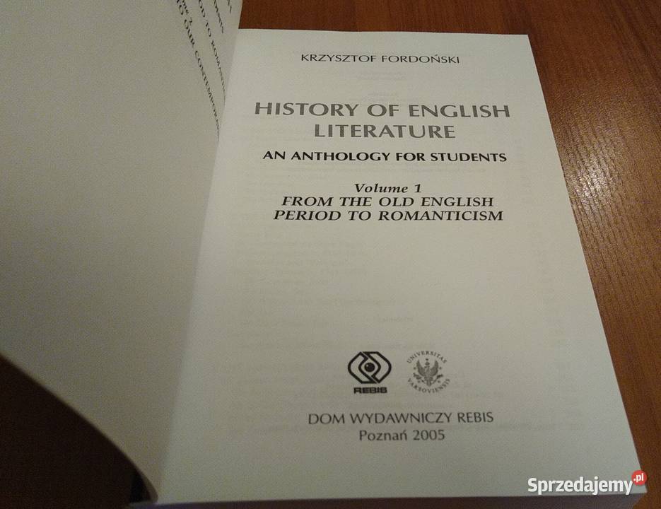 History of English literature an anthology for Rok wydania 2005 Gdańsk sprzedam
